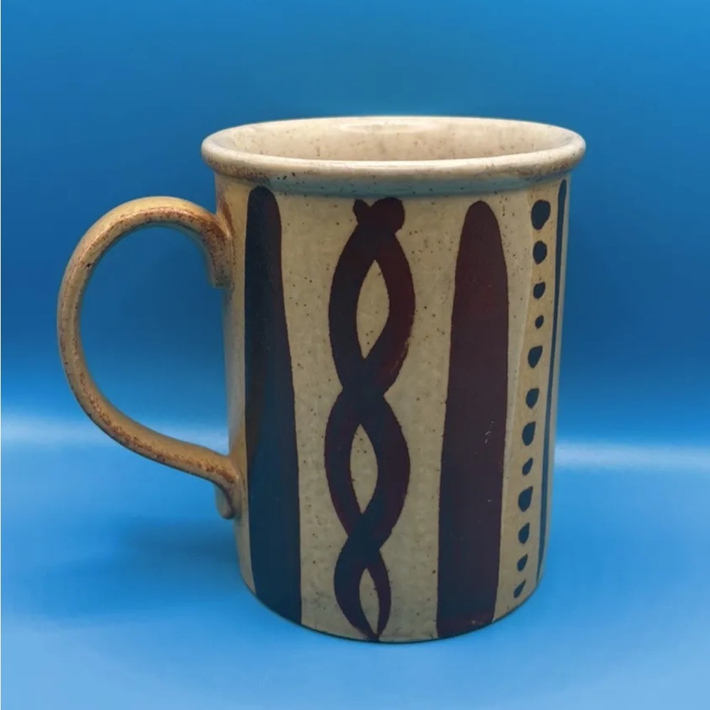 Handmade Art Pottery Mug Earth Tones Rustic Art Signed tribal native coffee tea